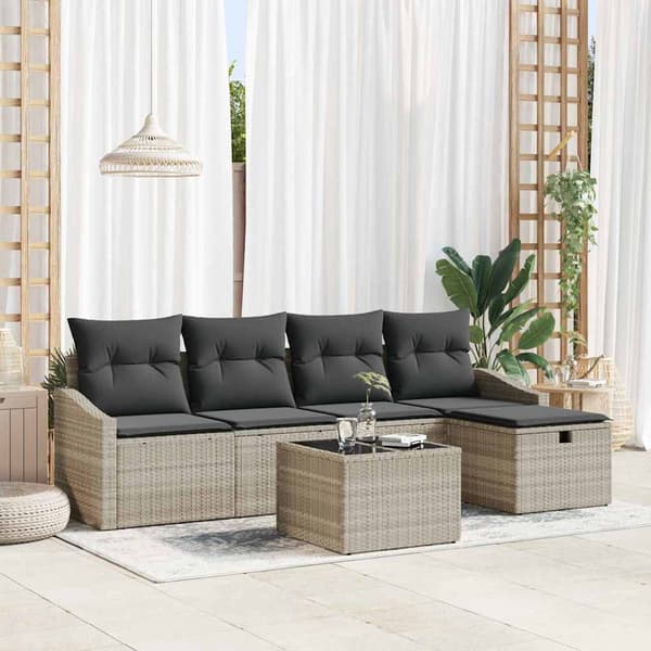 vidaXL Sofa Sæt med pude 6 pcs polyrattan