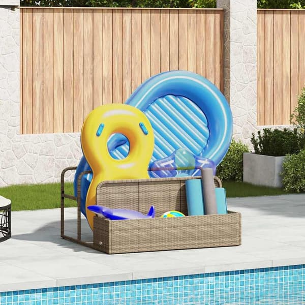 vidaXL float opbevaring ved poolen 110x100x57 cm polyrattan beige