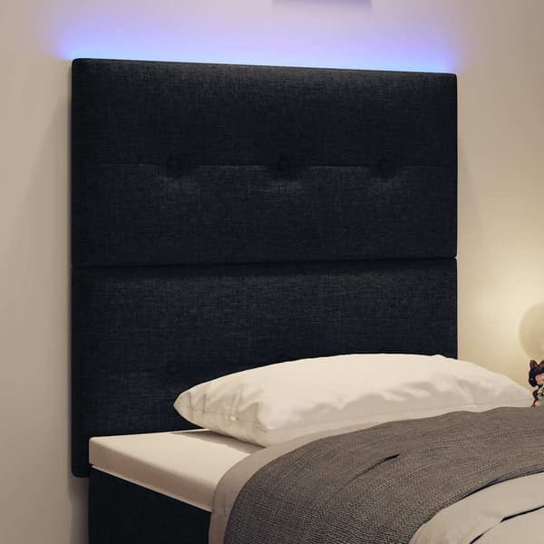 vidaXL LED-sengegavl Sort 90 cm Stof