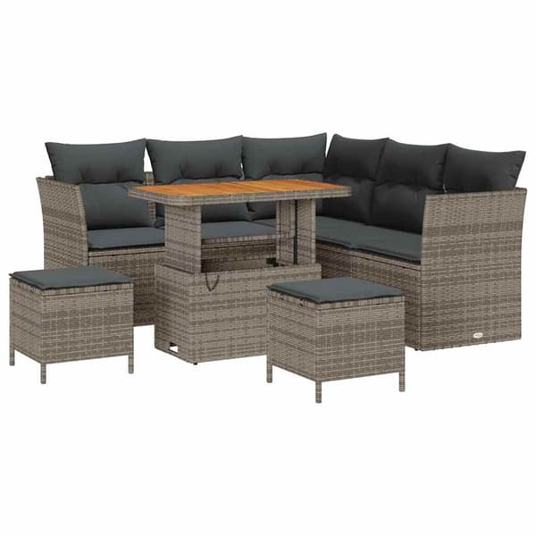 vidaXL Havesofa Sæt 8 pcs Grå polyrattan