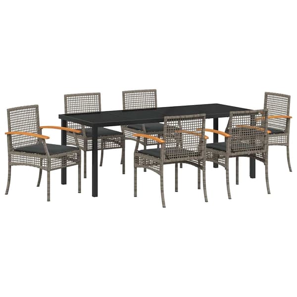 vidaXL Have Spisebordssæt 7 pcs Grå polyrattan
