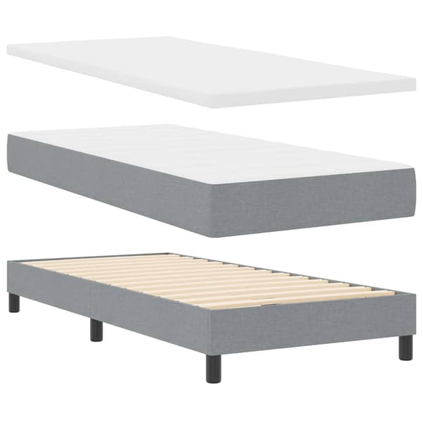 vidaXL Box spring seng med madras Lysegrå 190 x 90 cm Polyester