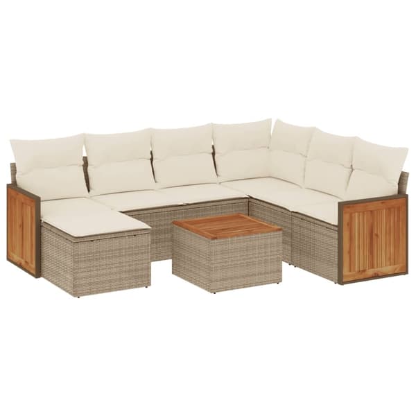 vidaXL sofasæt til haven 8 dele med hynder polyrattan beige