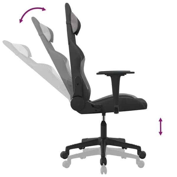 vidaXL gamingstol med massagefunktion sort og lysegrå