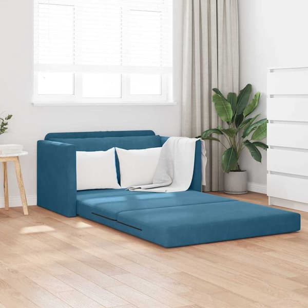 vidaXL Sovesofa 110cm Blå Fløjl