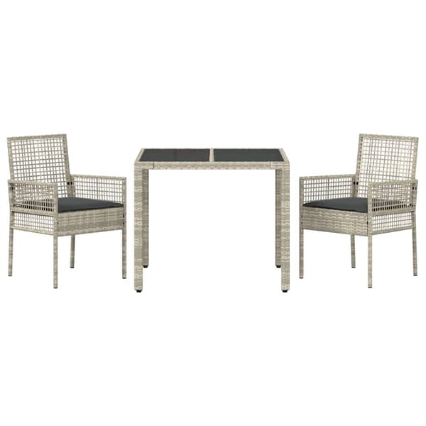 vidaXL Have Spisebordssæt 3 pcs Lysegrå polyrattan