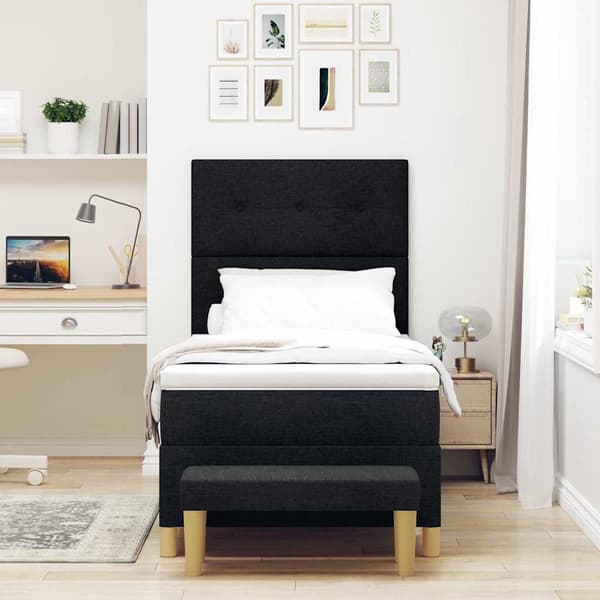 vidaXL Box spring seng med madras Sort 100 x 200 cm Stof