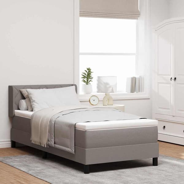 vidaXL Box spring seng med madras Gråbrun 200 x 100 cm Polyester