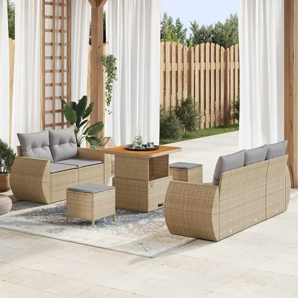 vidaXL Havesofa Sæt 8 pcs Beige polyrattan