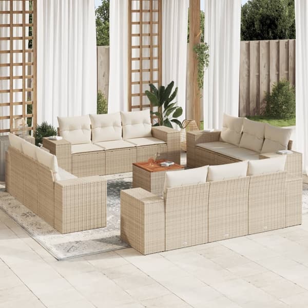 vidaXL sofasæt til haven 13 dele med hynder polyrattan beige