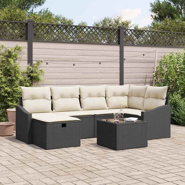 vidaXL Sofa Sæt med pude 6 pcs polyrattan