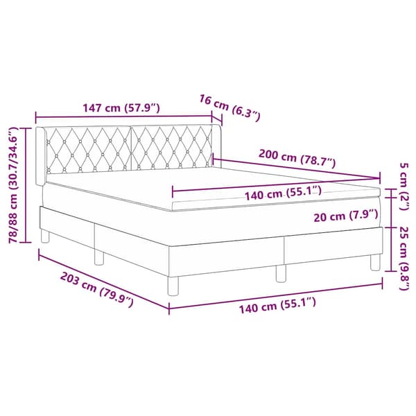 vidaXL Box spring seng med madras Mørkegrøn 200 x 140 cm Polyester