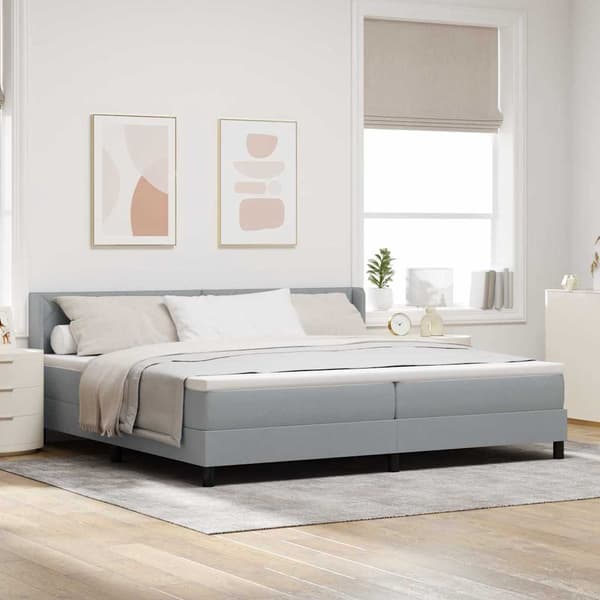 vidaXL Box spring seng med madras Lysegrå 200 x 200 cm Polyester