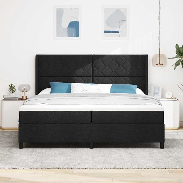 vidaXL Box spring seng med madras Sort 200 x 200 cm Stof