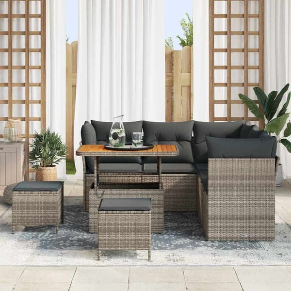 vidaXL Havesofa Sæt 8 pcs Grå polyrattan