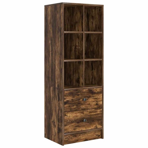 vidaXL Bord med skuffe 2 pcs Røget eg