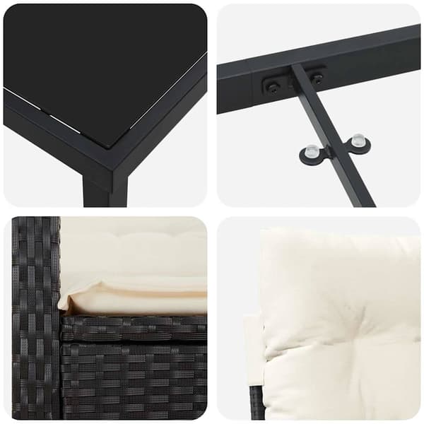 vidaXL Have Spisebordssæt 7 pcs Sort polyrattan