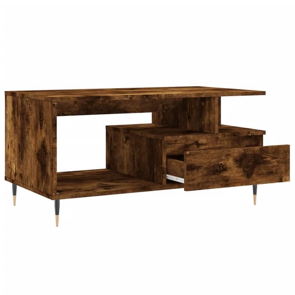 vidaXL sofabord 90x49x45 cm konstrueret træ røget egetræsfarve