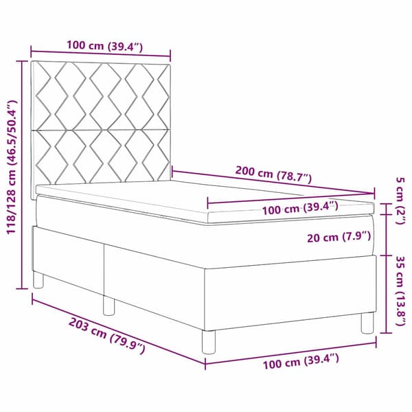 vidaXL Box spring seng med madras Sort 100 x 200 cm Stof