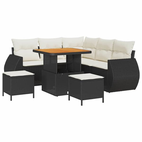 vidaXL Havesofa Sæt 8 pcs Sort polyrattan