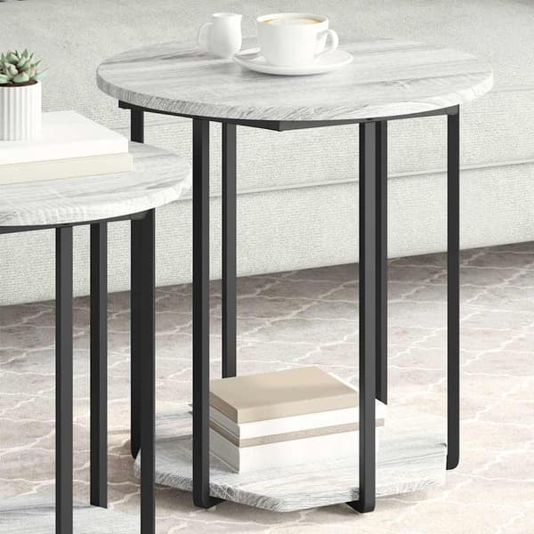 vidaXL Sidebordssæt med hylde 2 pcs Grå