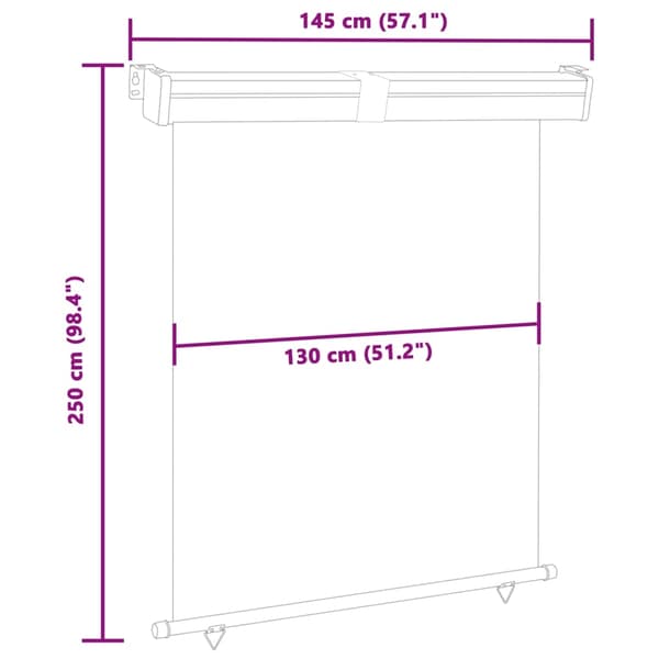 vidaXL sidemarkise til altan 140x250 cm sort