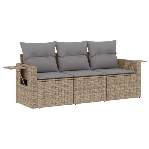 vidaXL sofasæt til haven 3 dele med hynder polyrattan beige