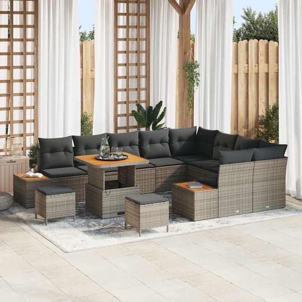vidaXL Havesofa Sæt 12 pcs Grå polyrattan