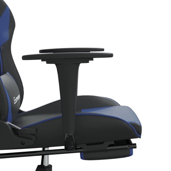 vidaXL gamingstol med fodstøtte kunstlæder sort og blå
