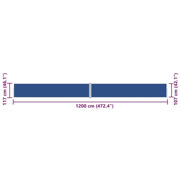 vidaXL sammenrullelig sidemarkise 117x1200 cm blå