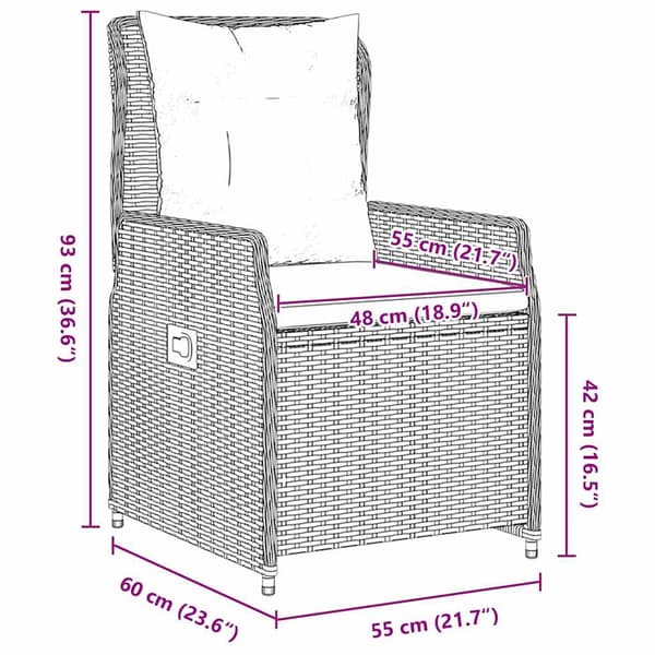 vidaXL Have Spisebordssæt 7 pcs Sort polyrattan