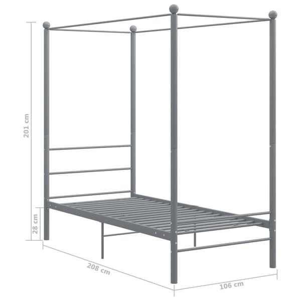 vidaXL sengestel til himmelseng 90x200 cm metal grå