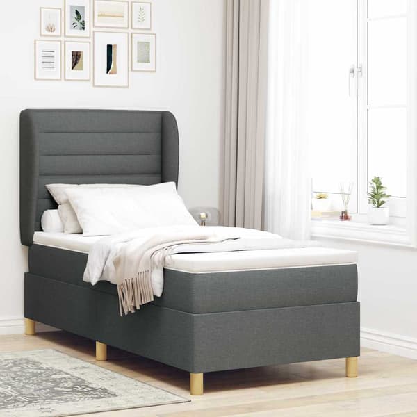 vidaXL Box spring seng med madras Mørkegrå 190 x 90 cm Stof