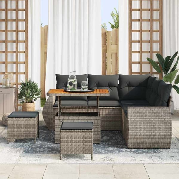 vidaXL Havesofa Sæt 8 pcs Grå polyrattan
