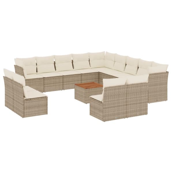 vidaXL sofasæt til haven 14 dele med hynder polyrattan beige