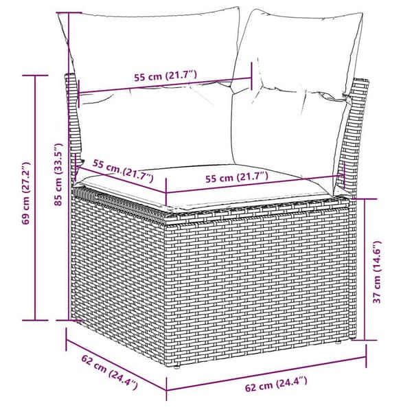 vidaXL sofasæt til haven 9 dele med hynder polyrattan sort
