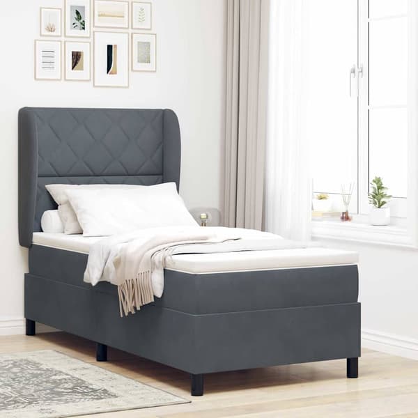 vidaXL Box spring seng med madras Mørkegrå 190 x 90 cm Polyester