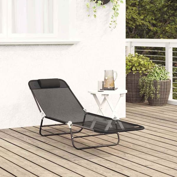 vidaXL Foldestol Sort 182 x 55 x 85,5 cm Textilene