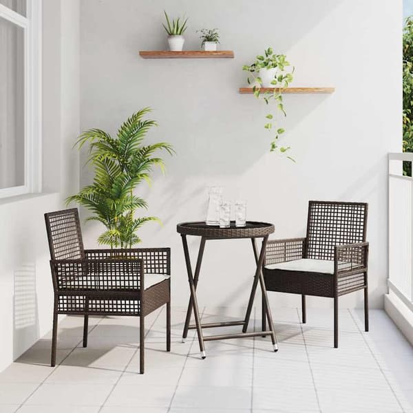 vidaXL Have Bistro Sæt 3 pcs Brun polyrattan