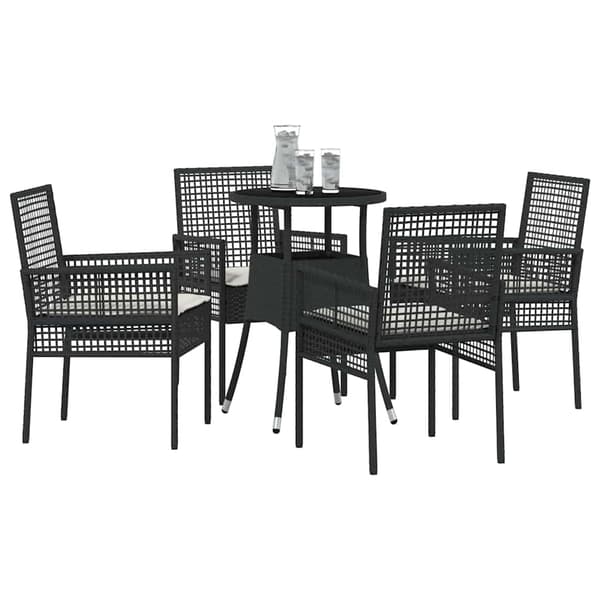 vidaXL Have Spisebordssæt 5 pcs Sort polyrattan