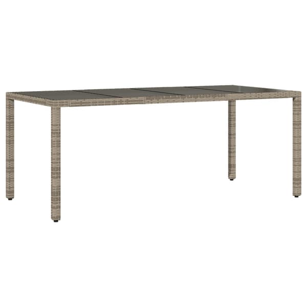 vidaXL Puutarhapöytä lasipöytälevy harmaa 190x90x75 cm polyrottinki