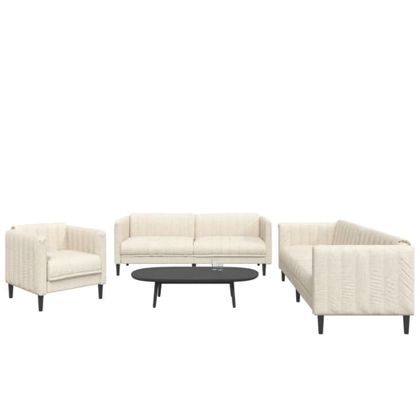 vidaXL sofasæt 3 dele stof cremefarvet