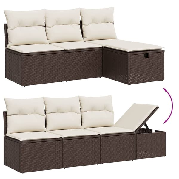 vidaXL sofasæt til haven 8 dele med hynder polyrattan brun