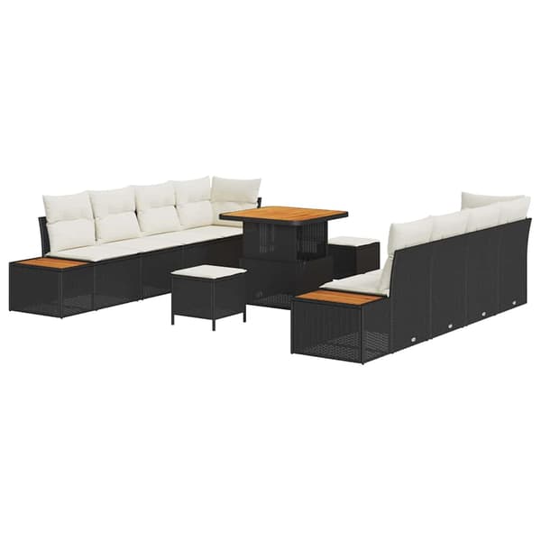 vidaXL Havesofa Sæt 11 pcs Sort polyrattan