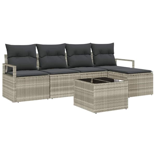 vidaXL Sofa Sæt med pude 6 pcs Lysegrå polyrattan
