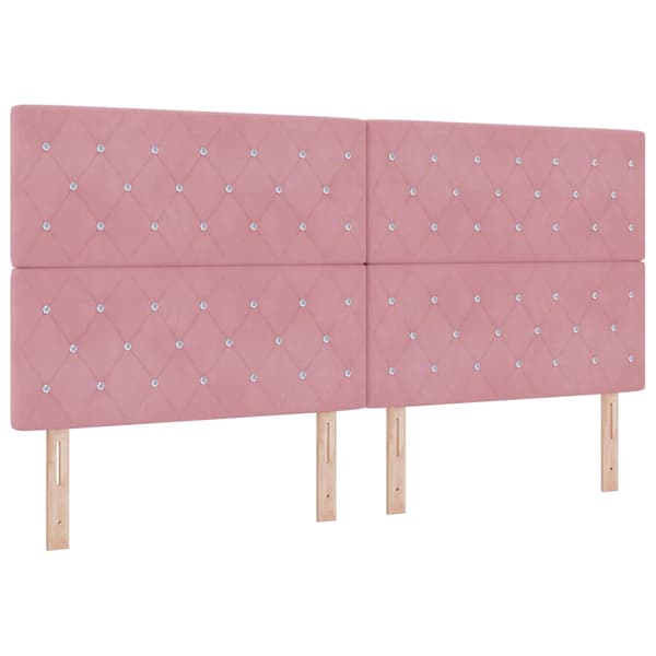 vidaXL LED sengegavl med LED -strimmellys Lyserød 200 cm Polyester