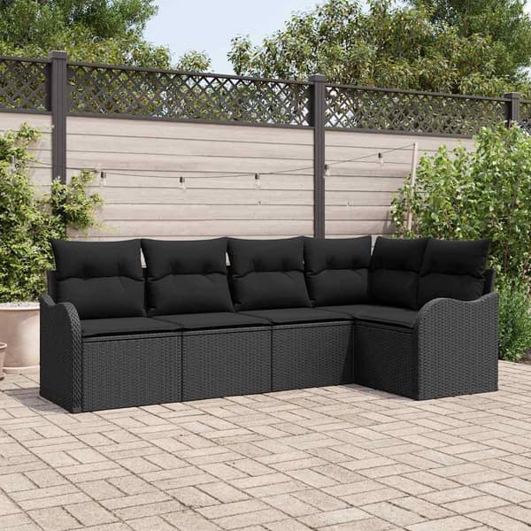 vidaXL Havesofasæt Sort polyrattan