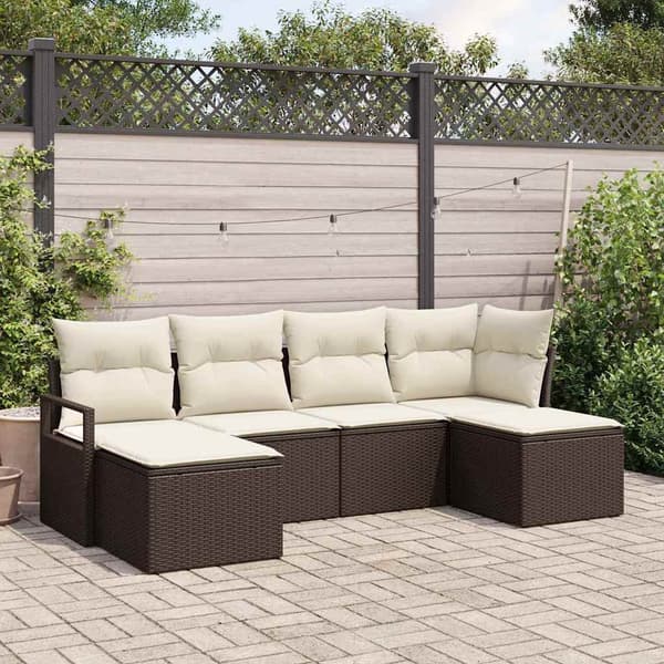 vidaXL Sofa Sæt 6 pcs Brun polyrattan