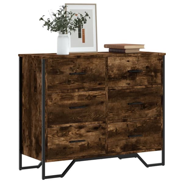 vidaXL kommode 91x35,5x74,5 cm konstrueret træ røget egetræsfarve
