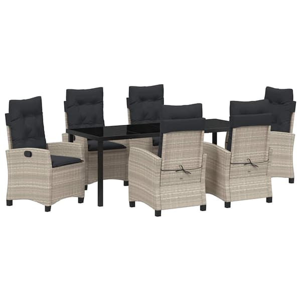 vidaXL Have Spisebordssæt 7 pcs Lysegrå polyrattan